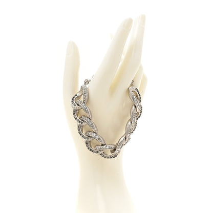 Chanel Baguette Crystal Quilted CC Chain Bracelet Silver 2 of 5