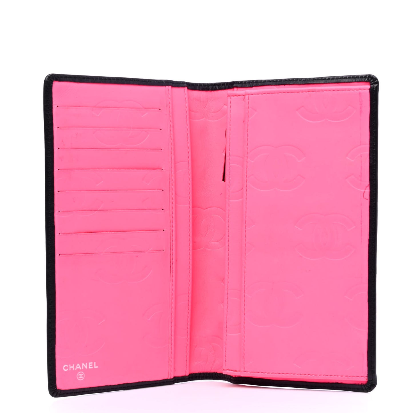 Calfskin Quilted Cambon Yen Wallet Black