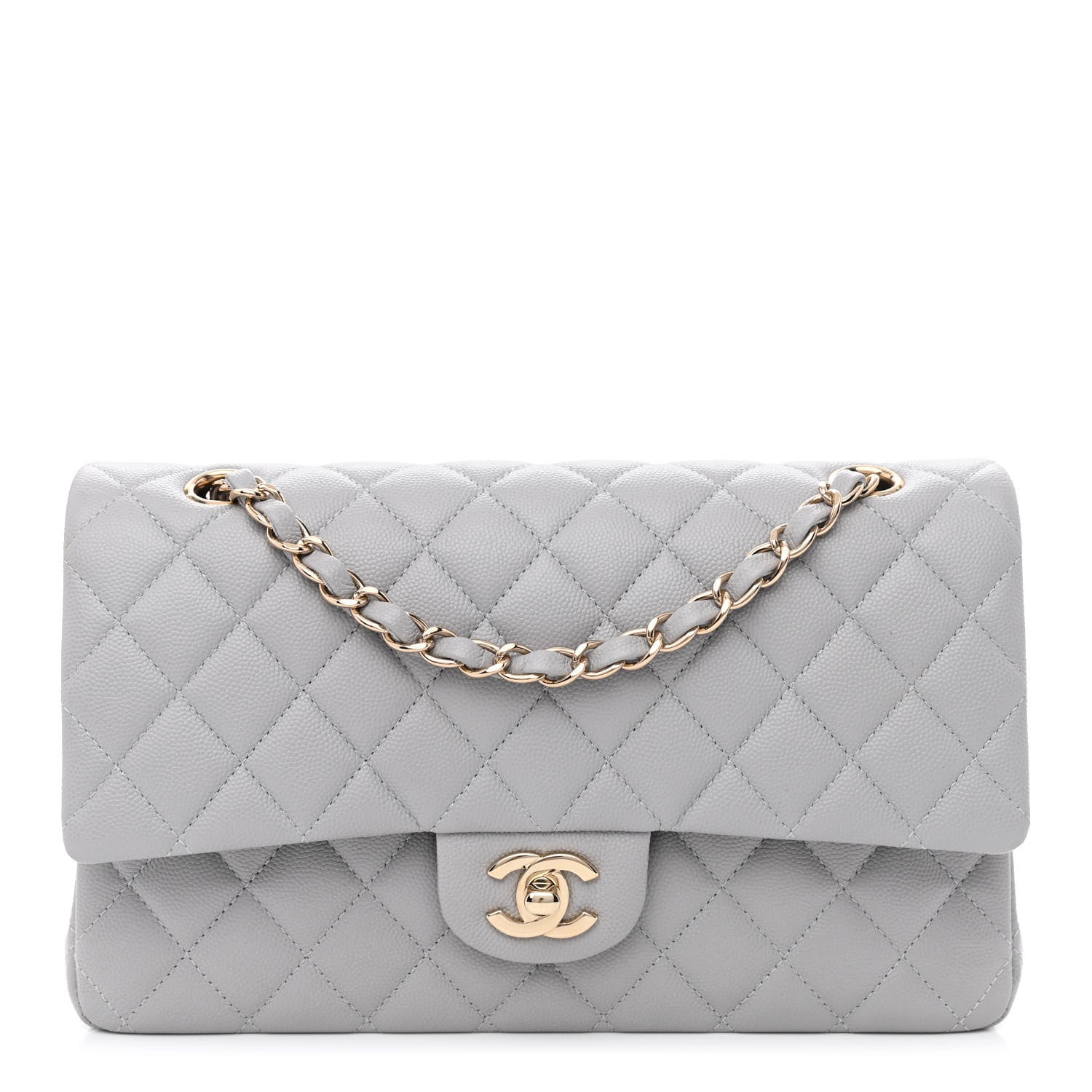Chanel Caviar Quilted Medium Double Flap Grey 1 of 9