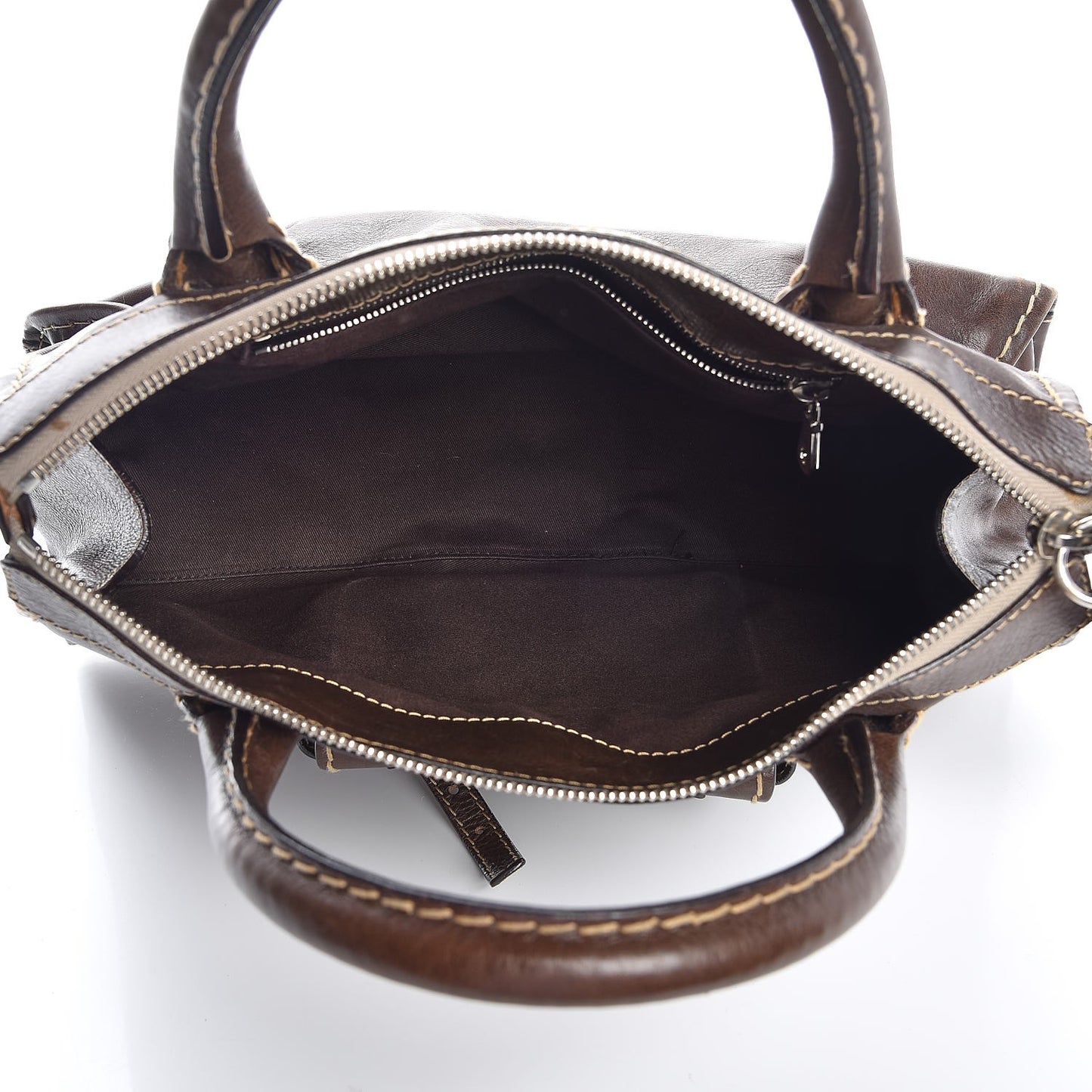 Calfskin Edith Satchel Brown