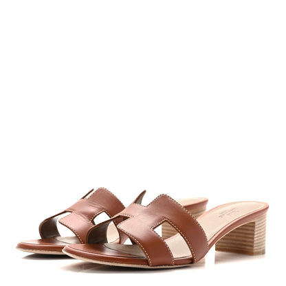 Hermes Calfskin Oasis Sandals 37 Gold 3 of 11