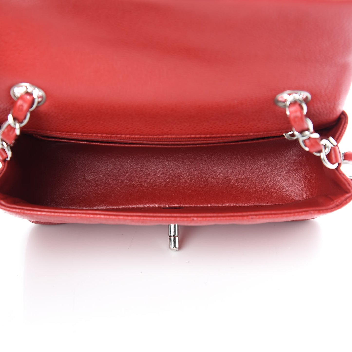Caviar Quilted Mini Rectangular Flap Red