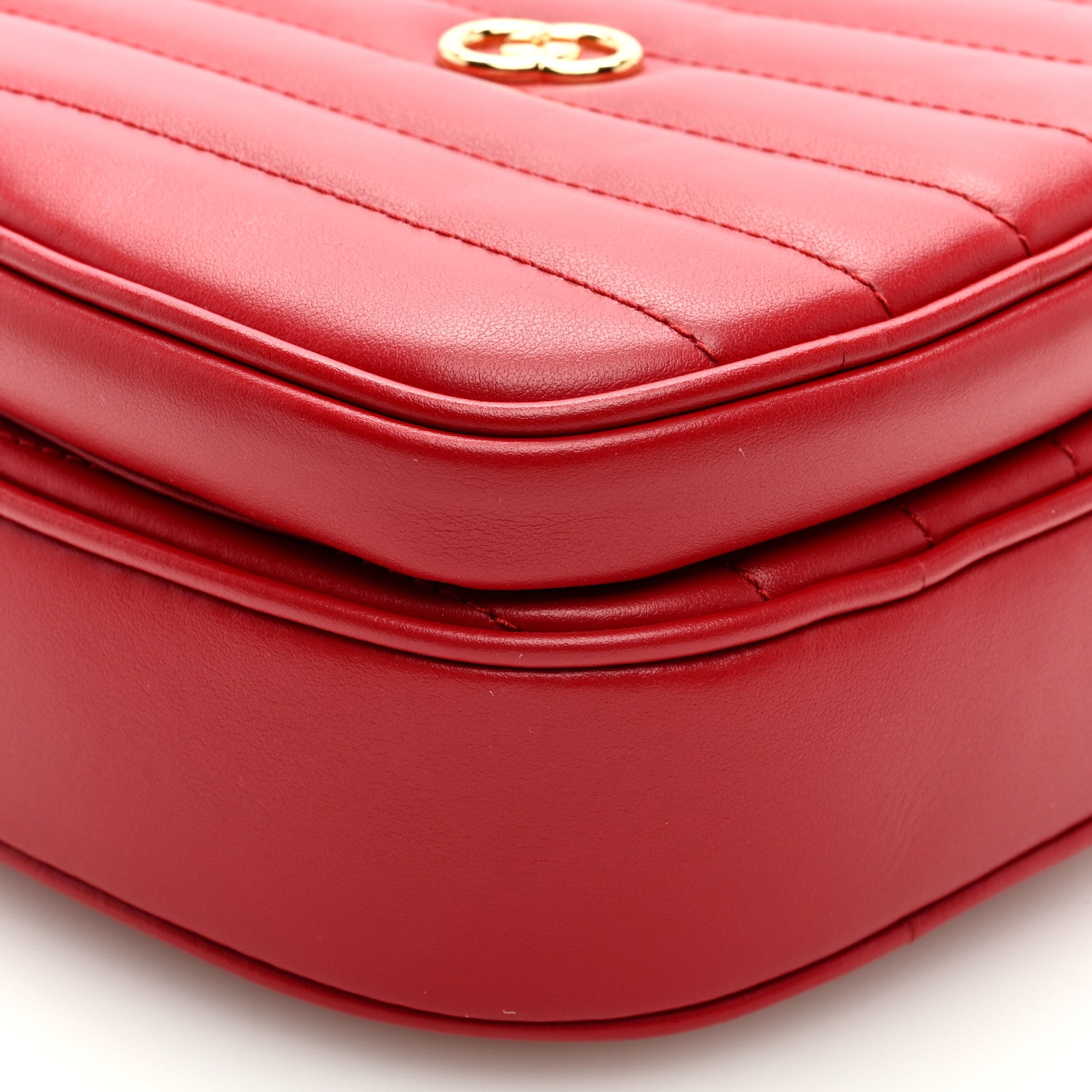 Gucci Calfskin Matelasse Diagonal Mini Interlocking G Heart Shoulder Bag Hibiscus Red 7 of 7