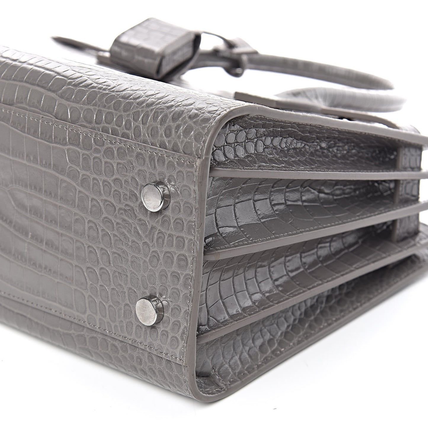 Calfskin Crocodile Embossed Baby Sac De Jour Fog