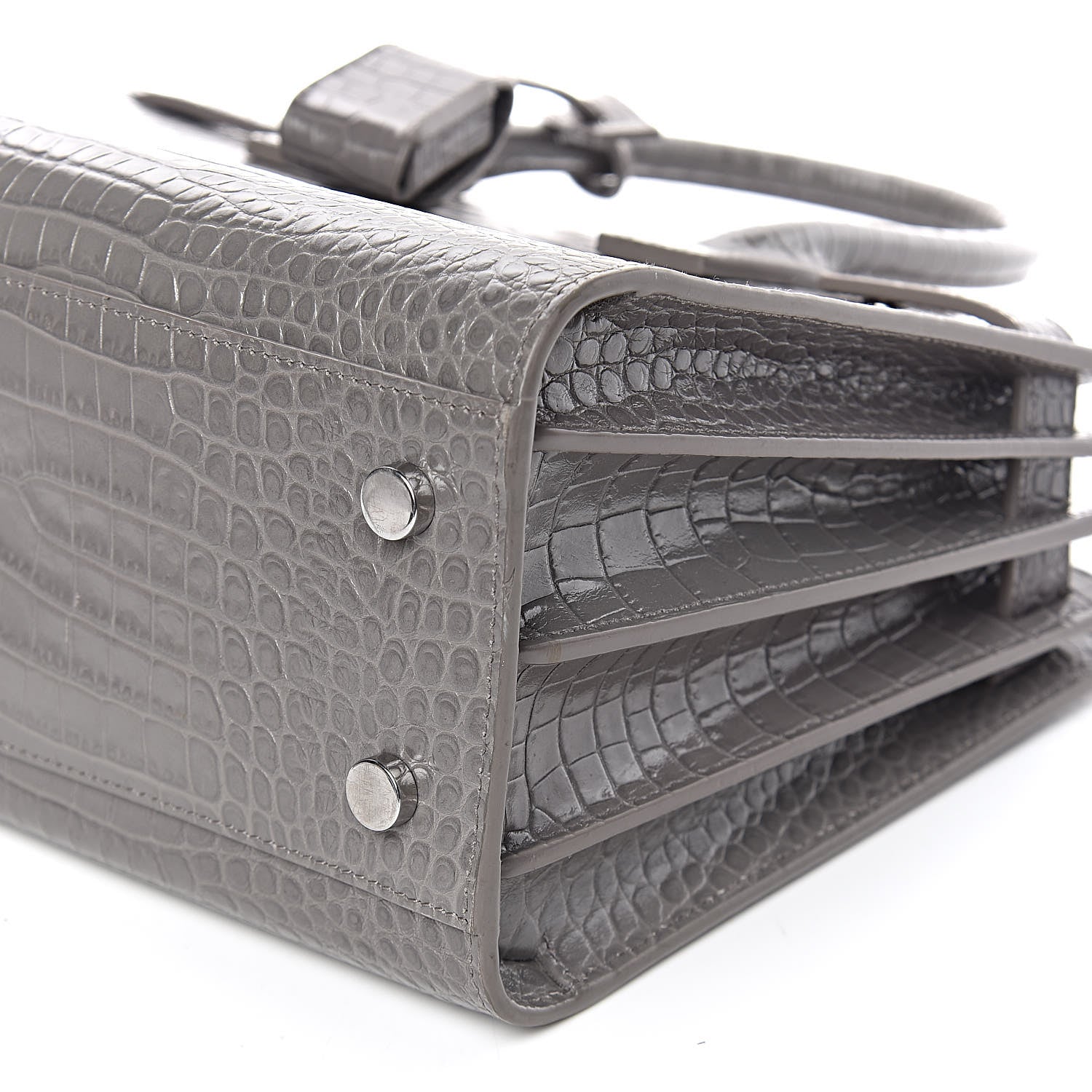 Saint Laurent Calfskin Crocodile Embossed Baby Sac De Jour Fog 9 of 9