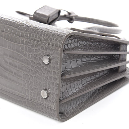 Saint Laurent Calfskin Crocodile Embossed Baby Sac De Jour Fog 9 of 9