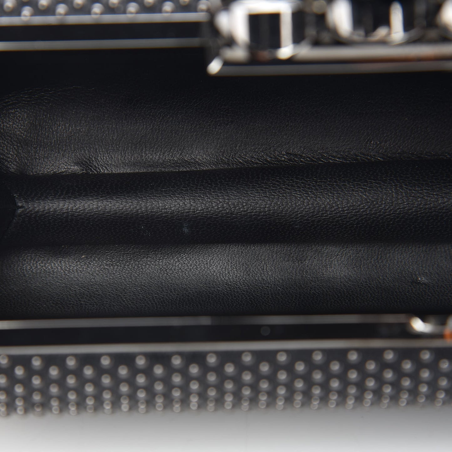 Nappa Studded Skull Knuckle Box Clutch Black