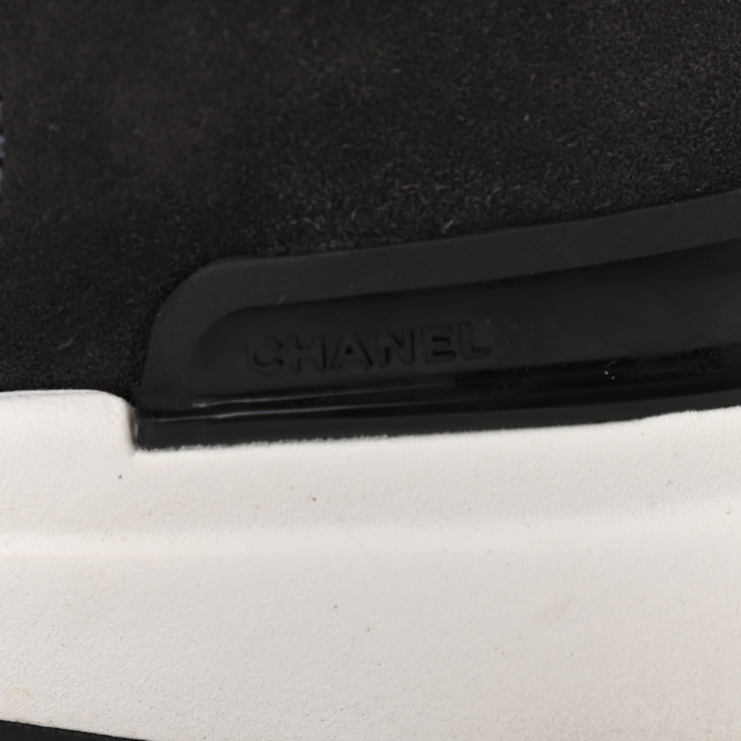 Chanel Nylon Suede Calfskin CC Sneakers 38 White Dark Grey 7 of 8