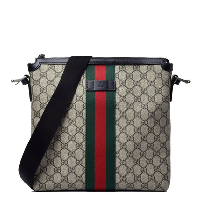 Gucci GG Supreme Monogram Web Messenger Bag Black 1 of 9