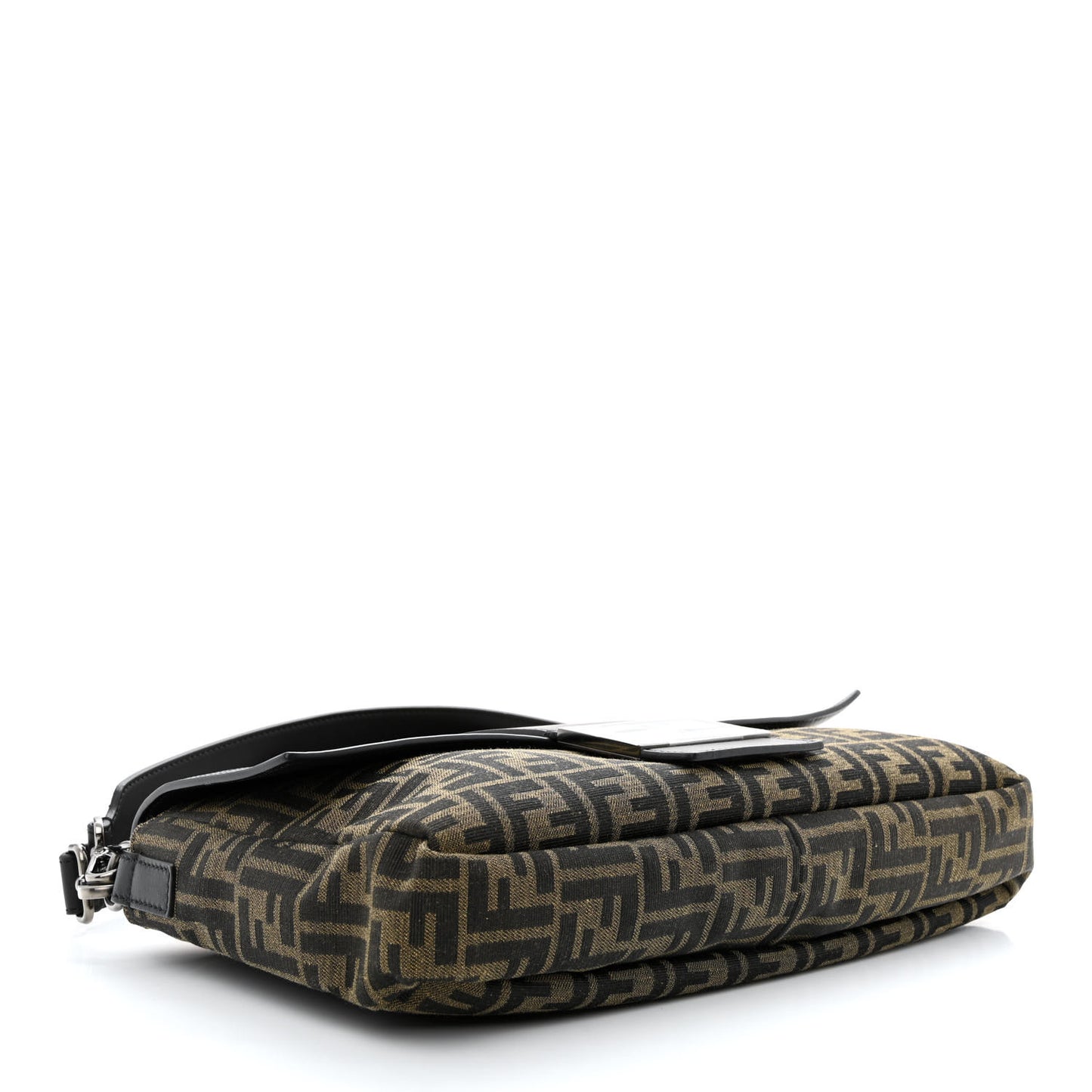 Recycled Fabric Jacquard Cotton Canvas Vitello Grace FF 1974 Large Convertible Baguette Tobacco Moro Black Beige