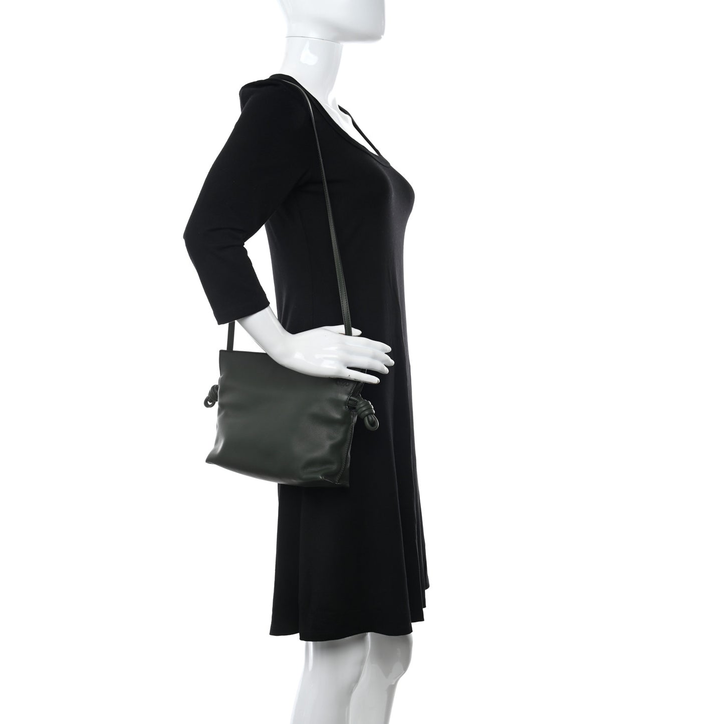 Calfskin Mini Flamenco Knot Bag Khaki