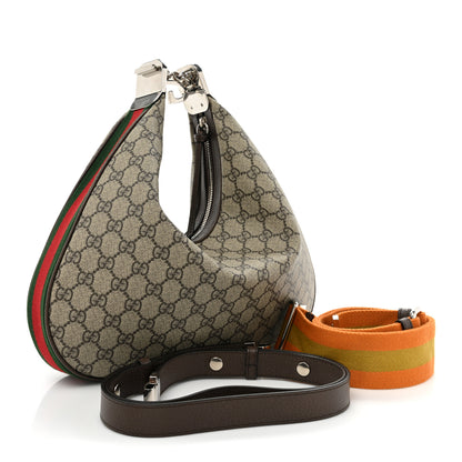 Gucci GG Supreme Monogram Textured Calfskin Web Large Attache Shoulder Bag Beige Ebony New Acero 3 of 9