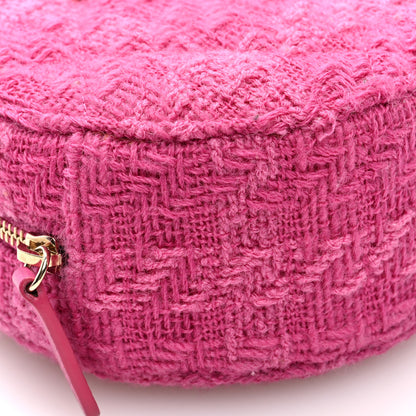 Chanel Wool Tweed Lambskin Quilted Chanel 19 Round Clutch With Chain and Coin Purse Fuchsia 9 of 10