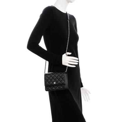 Chanel Caviar Quilted Square Wallet On Chain WOC Black 2 of 8