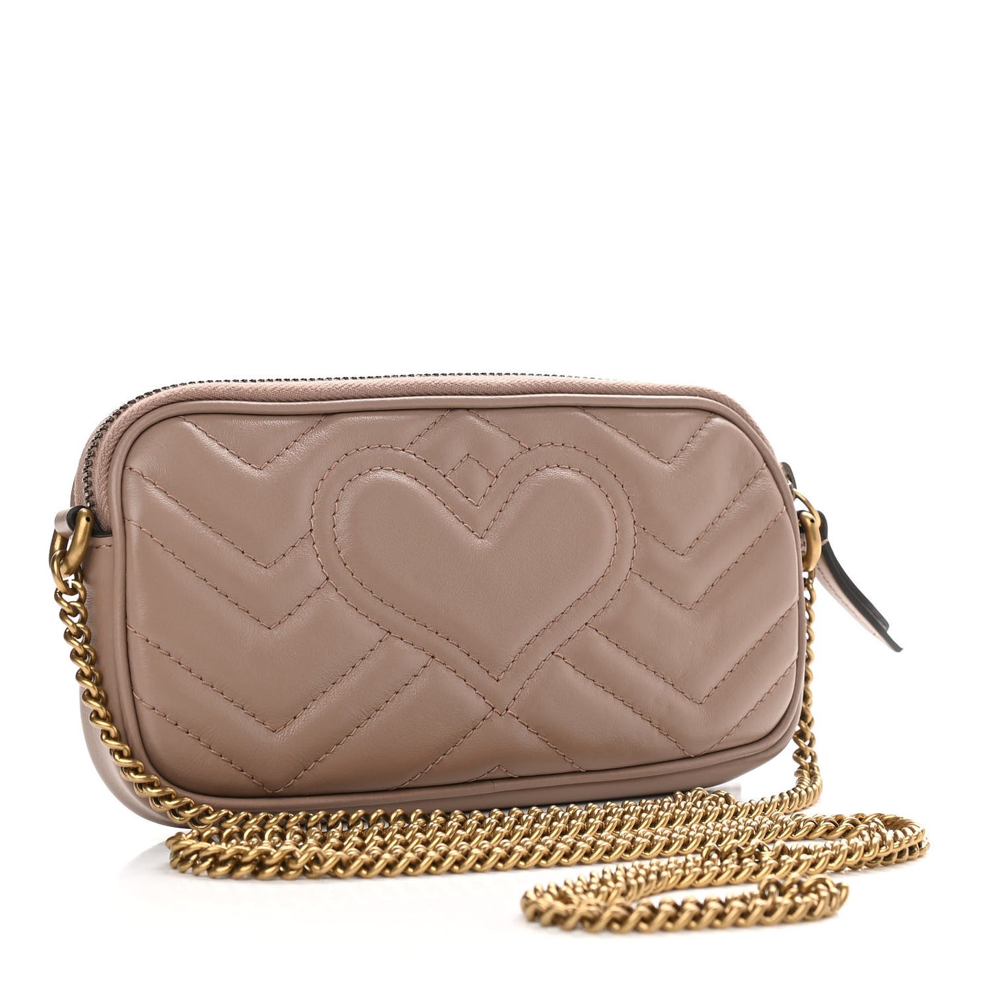 Calfskin Matelasse Mini GG Marmont Chain Crossbody Bag Porcelain Rose