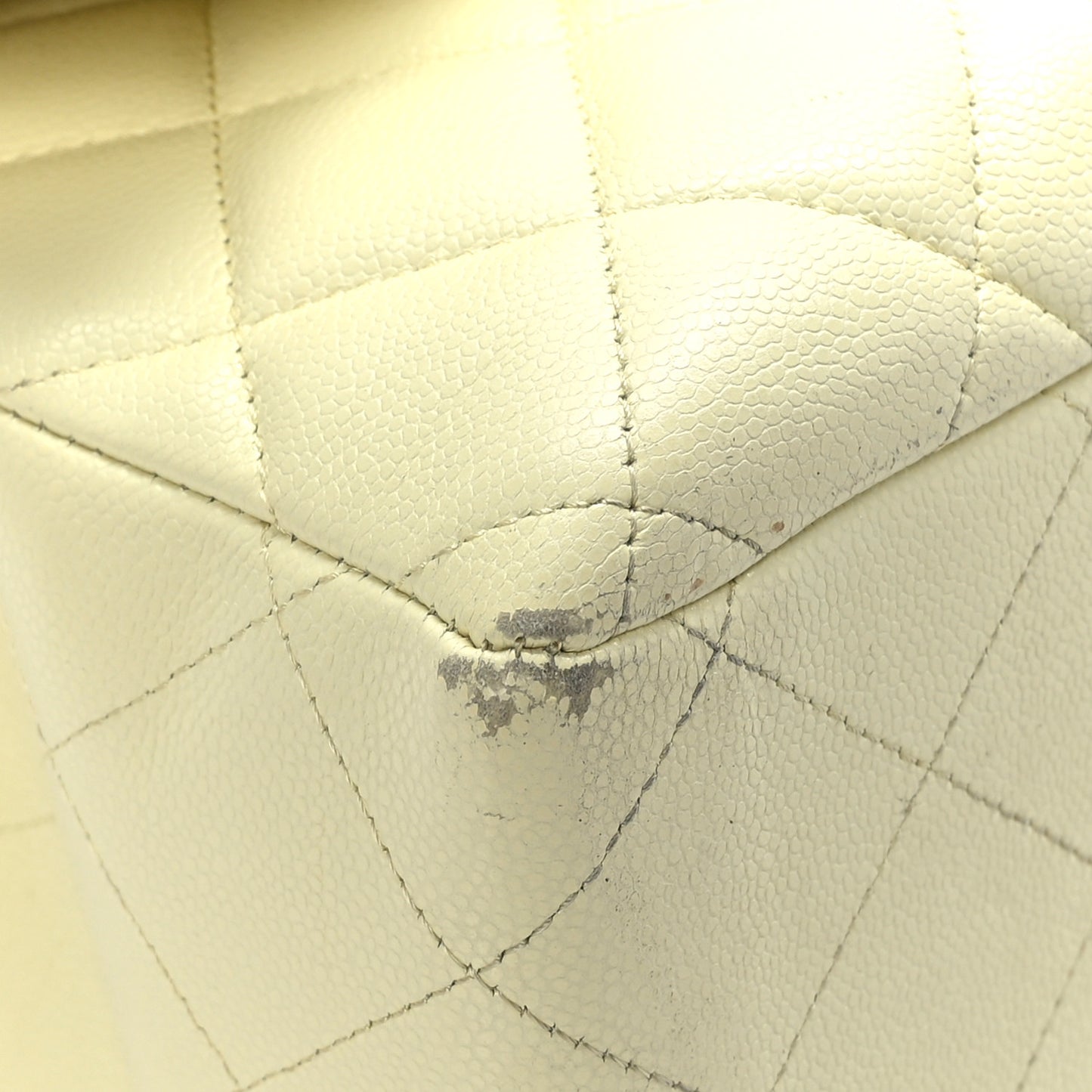 Caviar Quilted Jumbo Double Flap Light Yellow