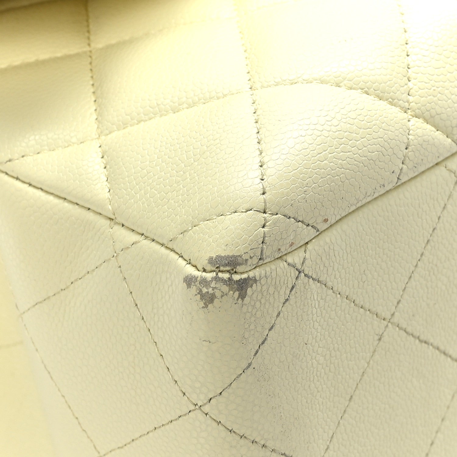 Chanel Caviar Quilted Jumbo Double Flap Light Yellow 8 of 15