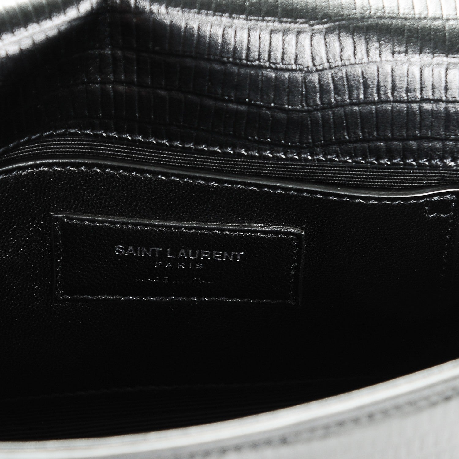 Saint Laurent Lizard Calfskin Embossed Small Classic Monogram Universite Bag Black 6 of 6