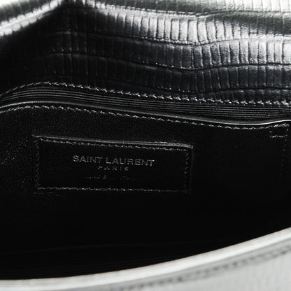 Saint Laurent Lizard Calfskin Embossed Small Classic Monogram Universite Bag Black 6 of 6