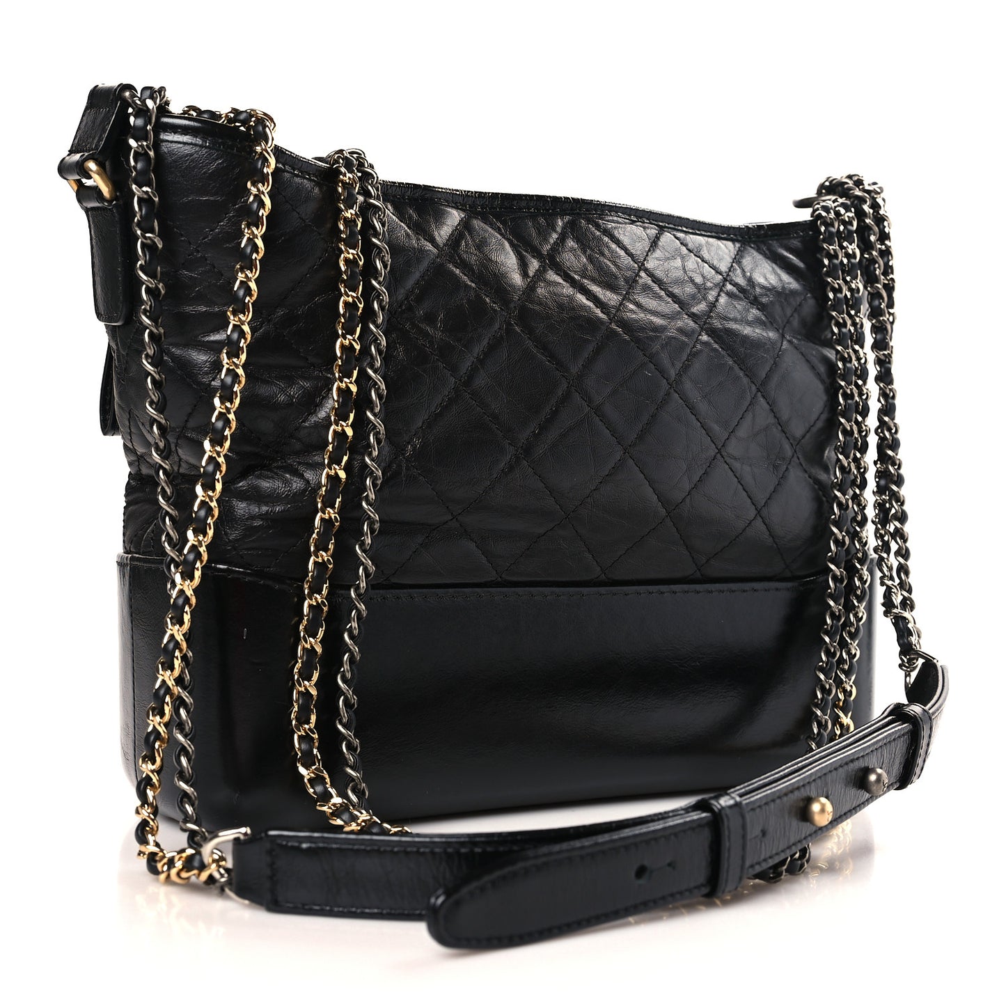 Aged Calfskin Quilted Medium Gabrielle Hobo Black