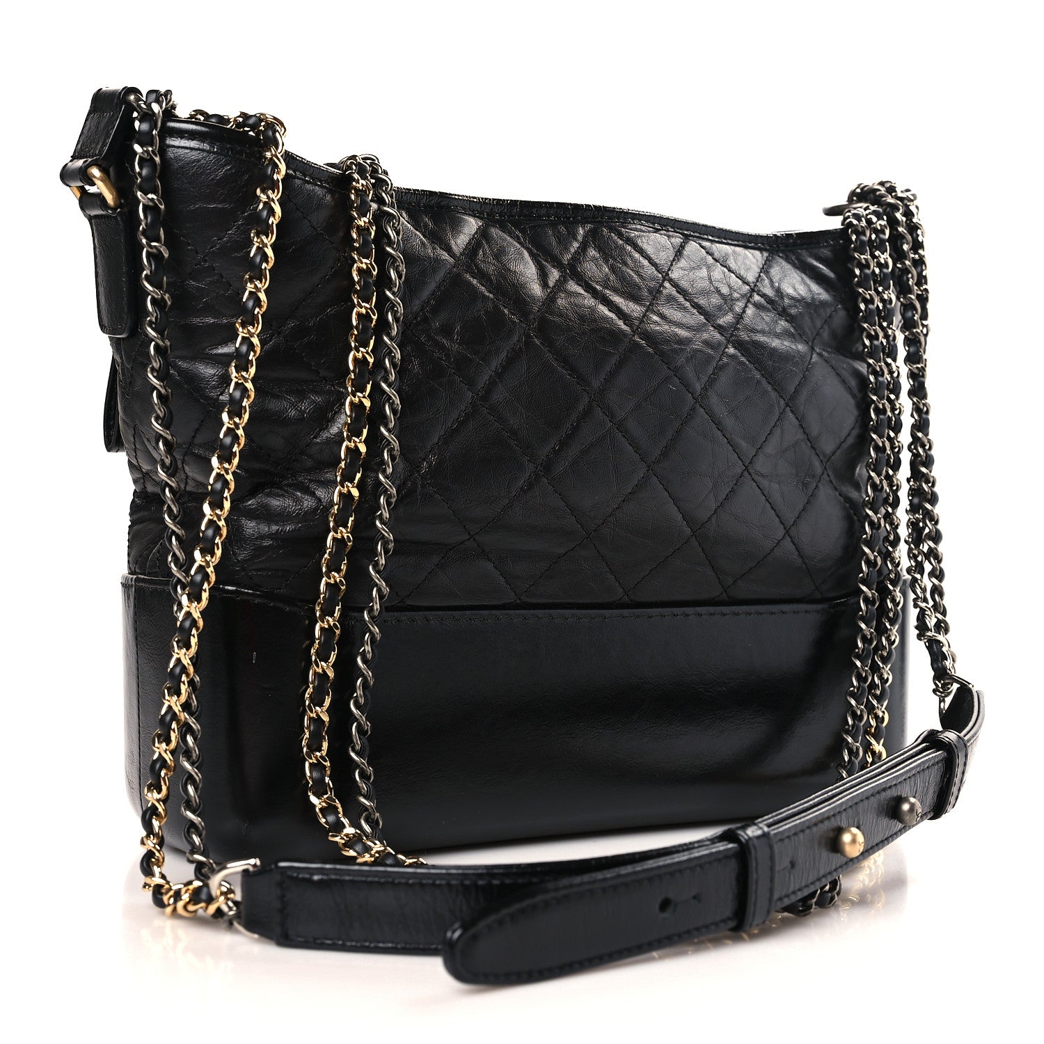 Chanel Aged Calfskin Quilted Medium Gabrielle Hobo Black 3 of 9
