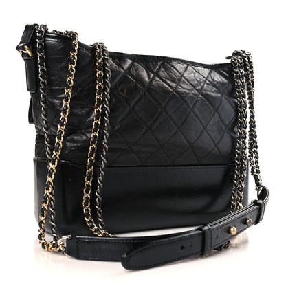 Chanel Aged Calfskin Quilted Medium Gabrielle Hobo Black 3 of 9