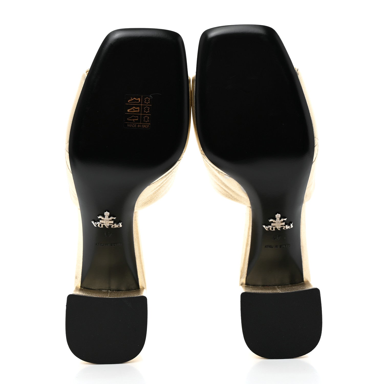 Prada Nappa Logo Quilted 65mm Block Heel Slide Sandals 41 Gold 5 of 8