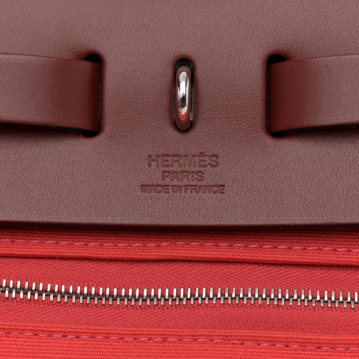 Hermes Toile Officier Vache Hunter Herbag Zip Retourne 31 PM Bougainvillea Rouge H 7 of 15
