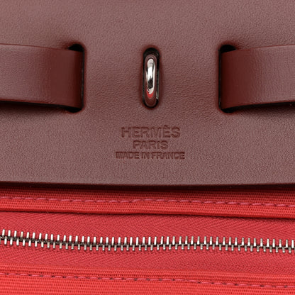 Hermes Toile Officier Vache Hunter Herbag Zip Retourne 31 PM Bougainvillea Rouge H 7 of 15