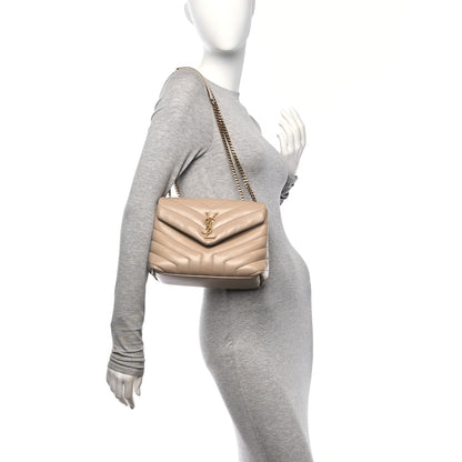 Saint Laurent Calfskin Y Quilted Monogram Small Loulou Chain Dark Beige 2 of 11