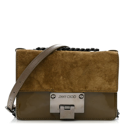 Jimmy Choo Suede Patent Mini Rebel Crossbody Brown 1 of 16