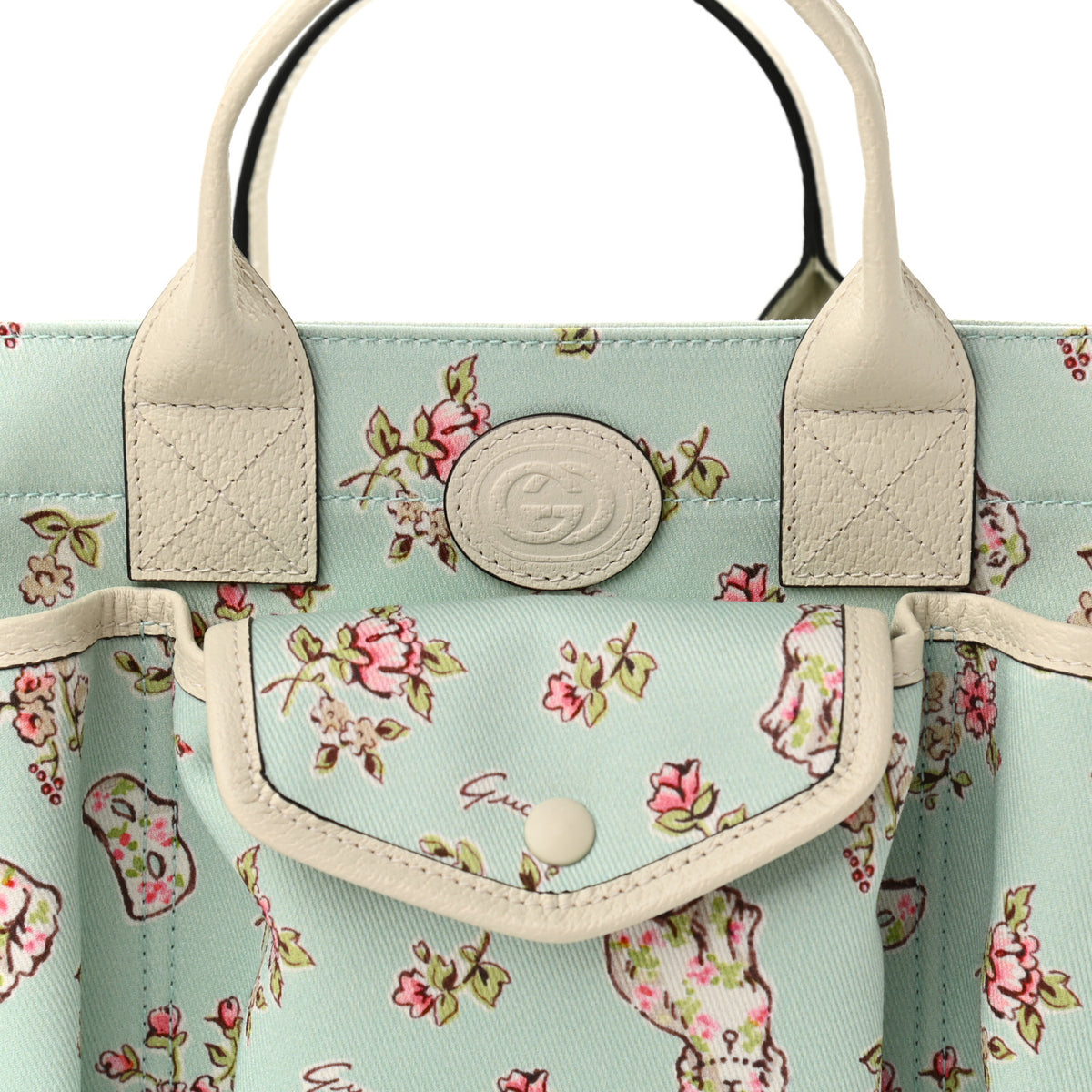 Canvas Floral Childrens Tote Light Blue