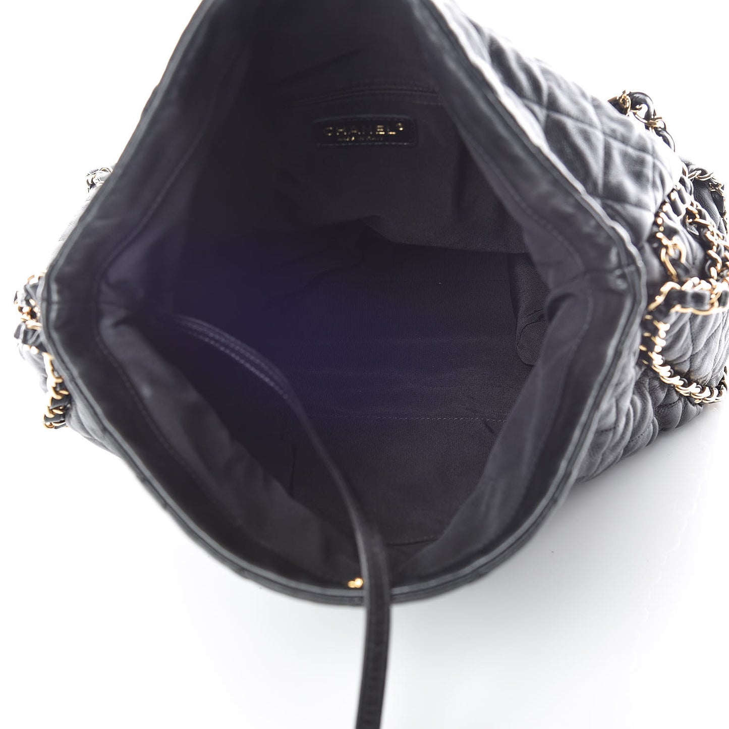 Calfskin Quilted Large Chain Me Hobo Black