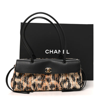 Chanel Calfskin Tweed Mixed Fibers Leopard Print Urban Essentials Small Shopping Bag Brown Black White 10 of 10