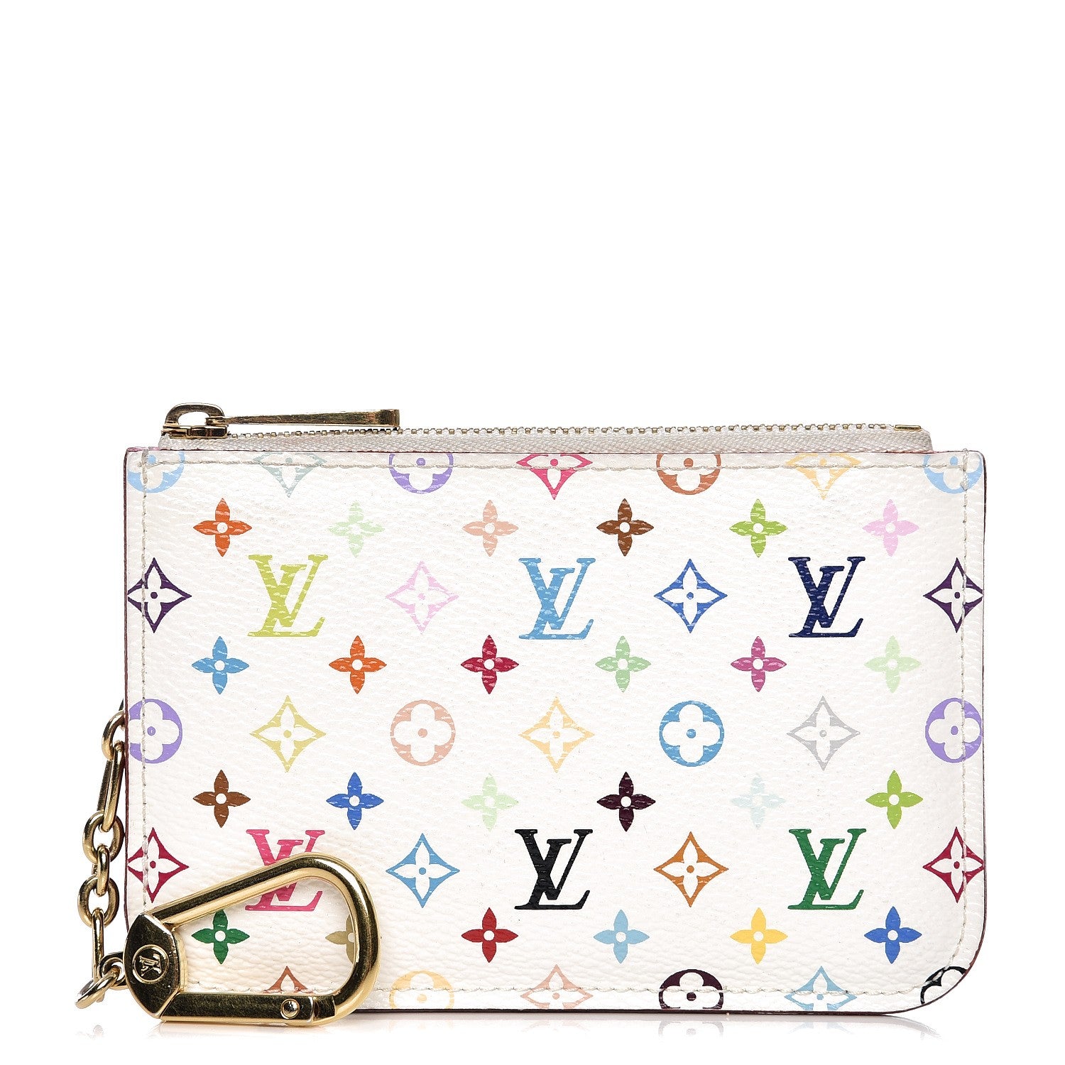 Louis Vuitton Monogram Multicolor Key Pouch White Litchi 1 of 8