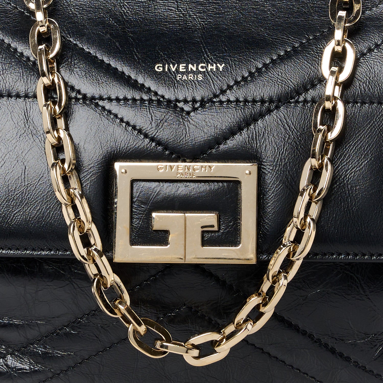 Givenchy Creased Patent Calfskin Small ID Flap Black 8 of 12