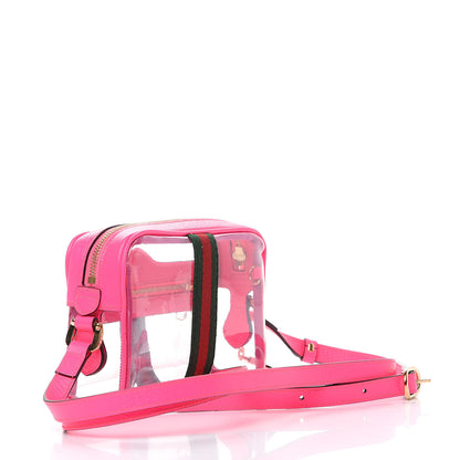 Gucci Vinyl Web Mini Ophidia Transparent Shoulder Bag Fluorescent Fuchsia 2 of 13