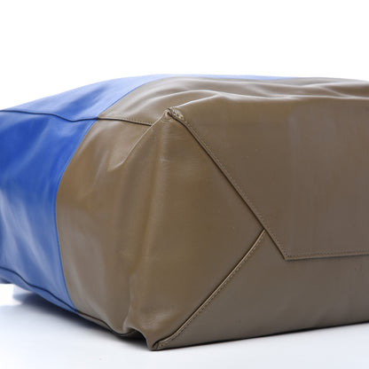 Celine Lambskin Horizontal Bi-Color Cabas Royal Blue Khaki 6 of 9