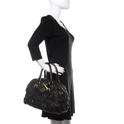 Prada Nappa Gaufre Buckle Bowler Black 2 of 11