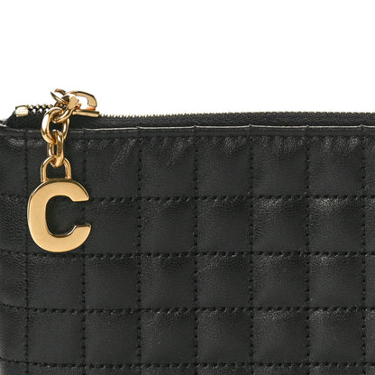 Celine Calfskin Quilted C Charm Coin Card Pouch Black 7 of 7