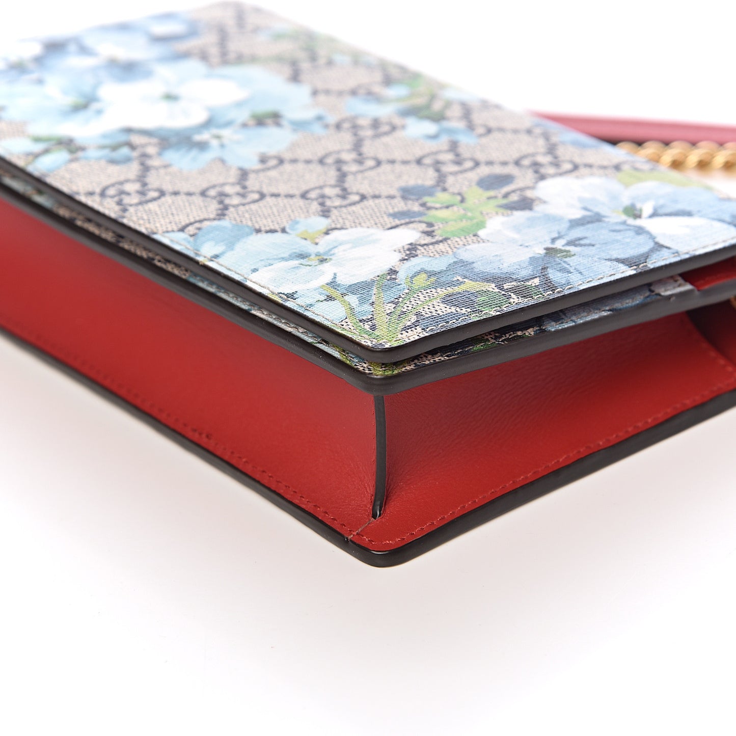 GG Supreme Monogram Blooms Chain Wallet Blue