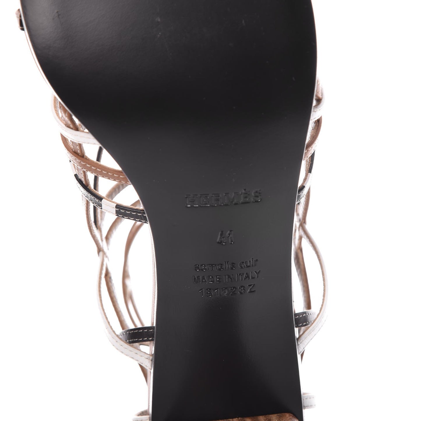 Calfskin Ragazza Sandals 41 Palissandre White Black