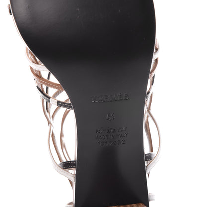 Hermes Calfskin Ragazza Sandals 41 Palissandre White Black 6 of 9