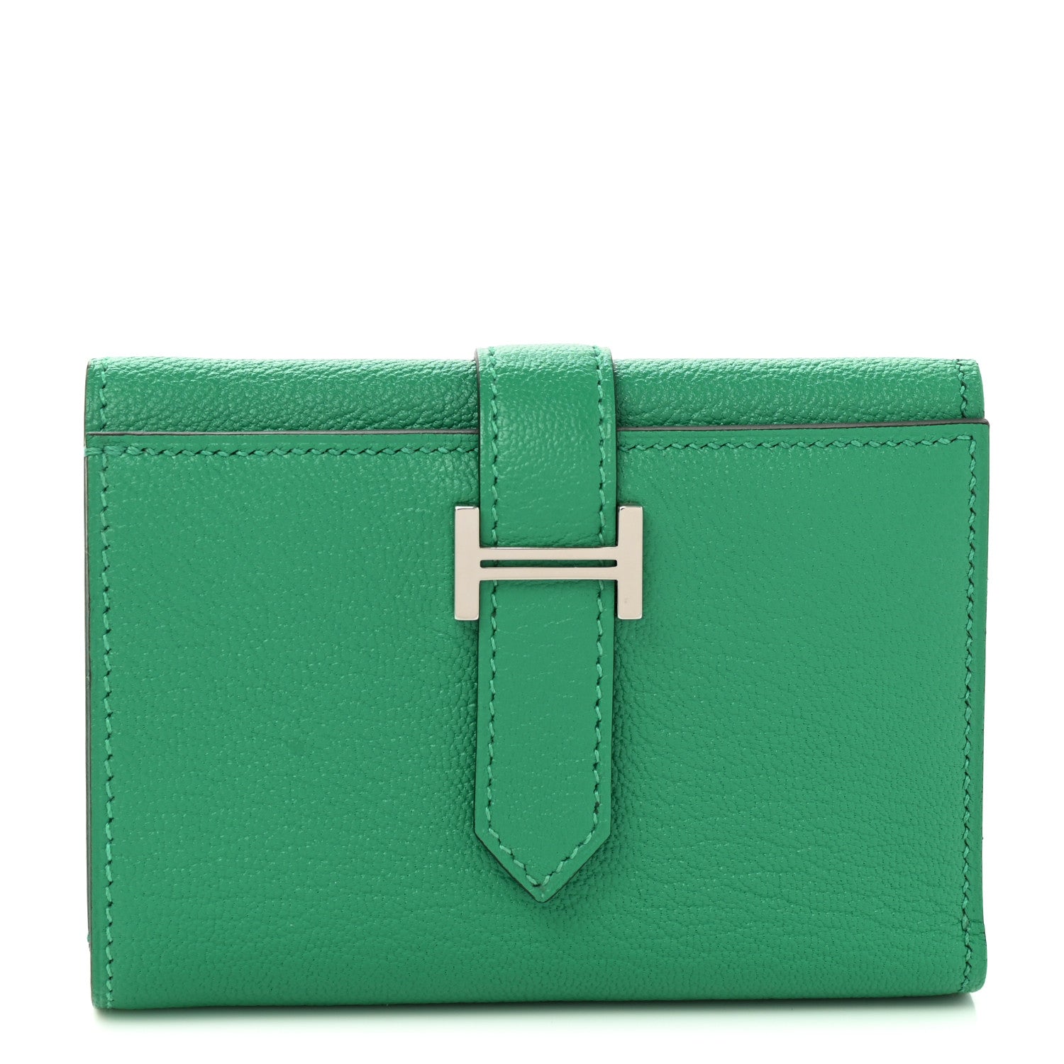 Hermes Chevre Mysore Tri-Fold Compact Bearn Wallet Menthe 1 of 8