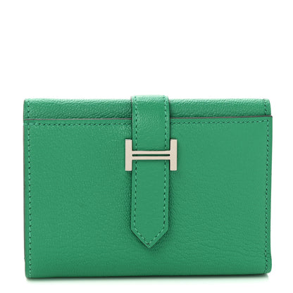 Hermes Chevre Mysore Tri-Fold Compact Bearn Wallet Menthe 1 of 8