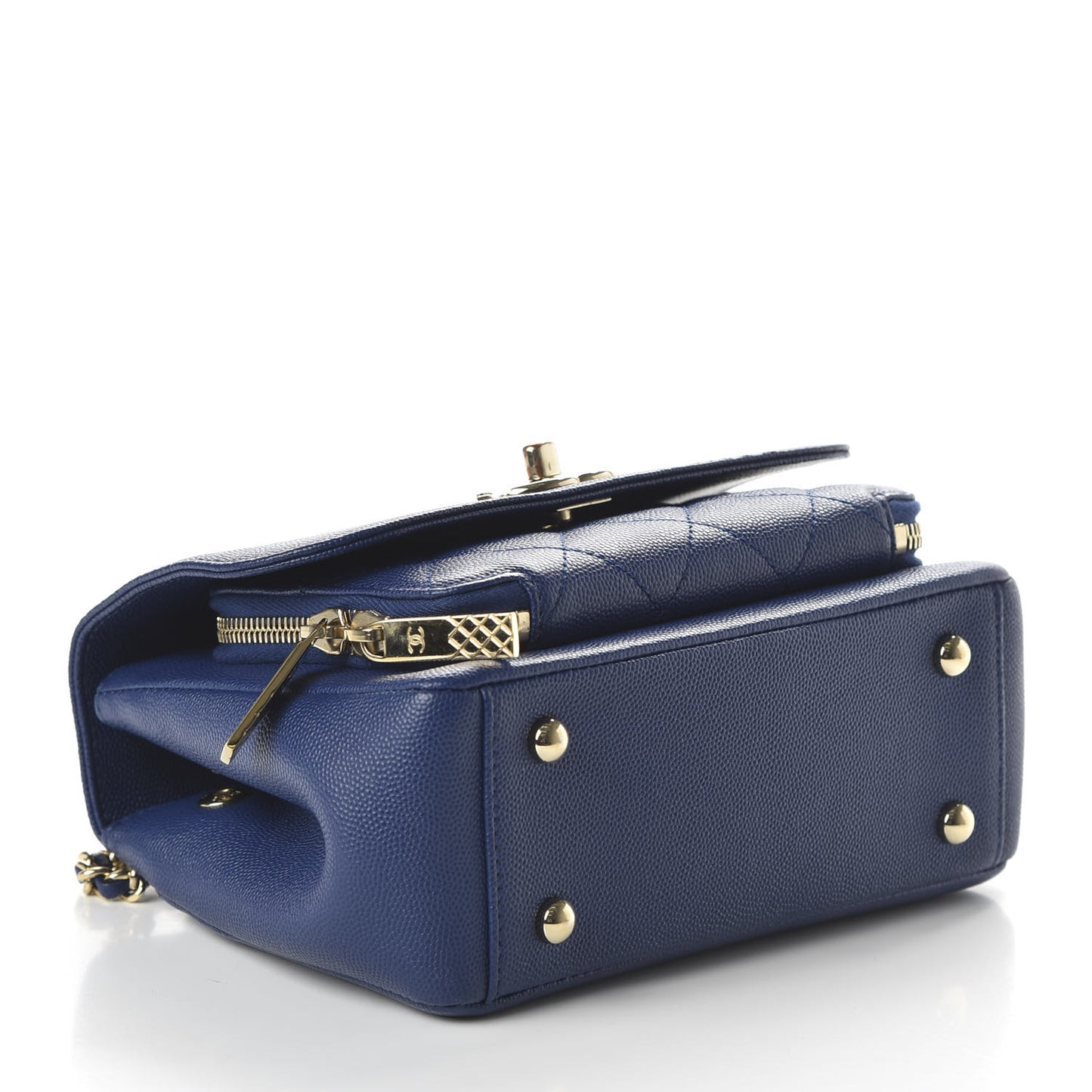 Caviar Quilted Small Business Affinity Flap Dark Blue
