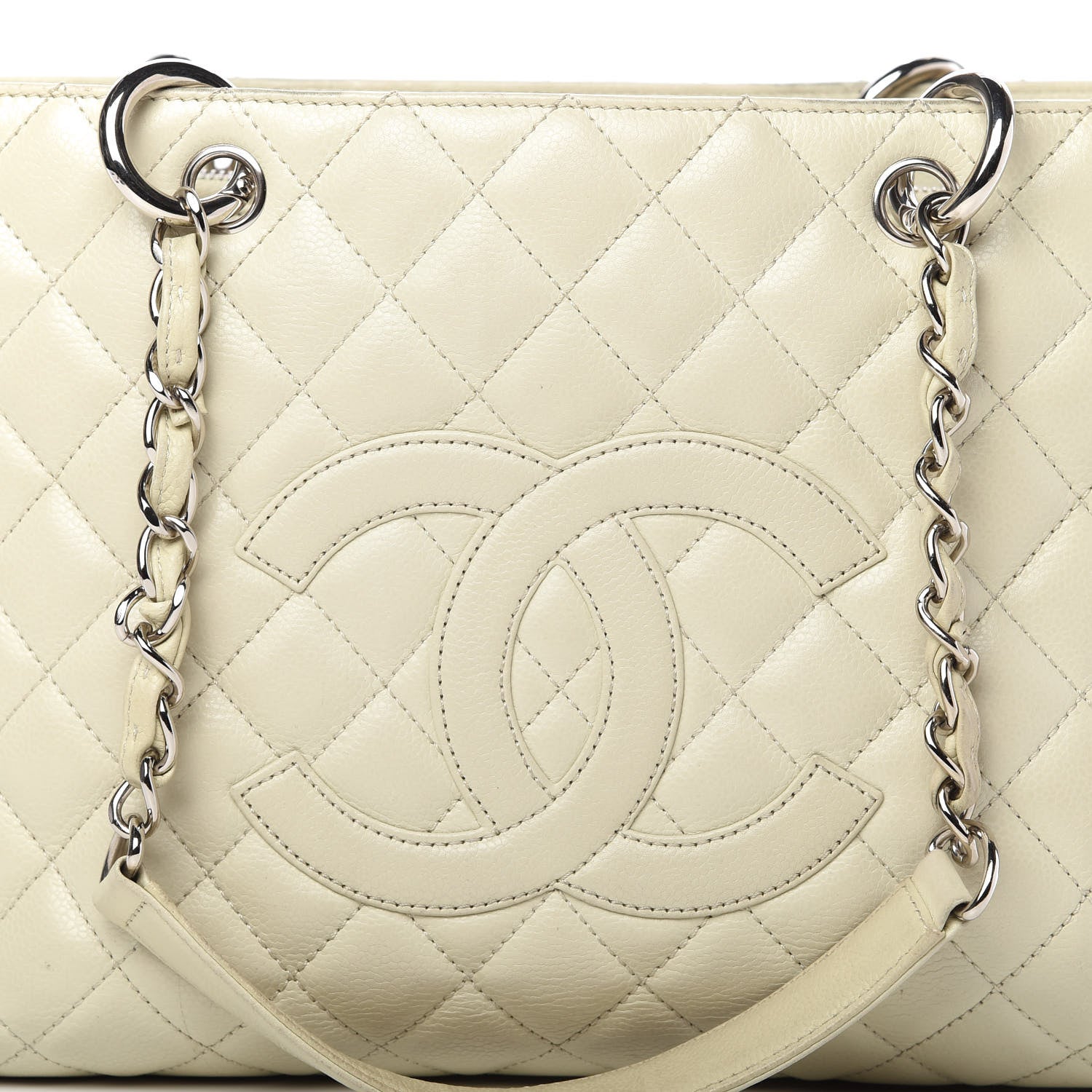 Chanel Caviar Quilted Grand Shopping Tote GST White 10 of 11