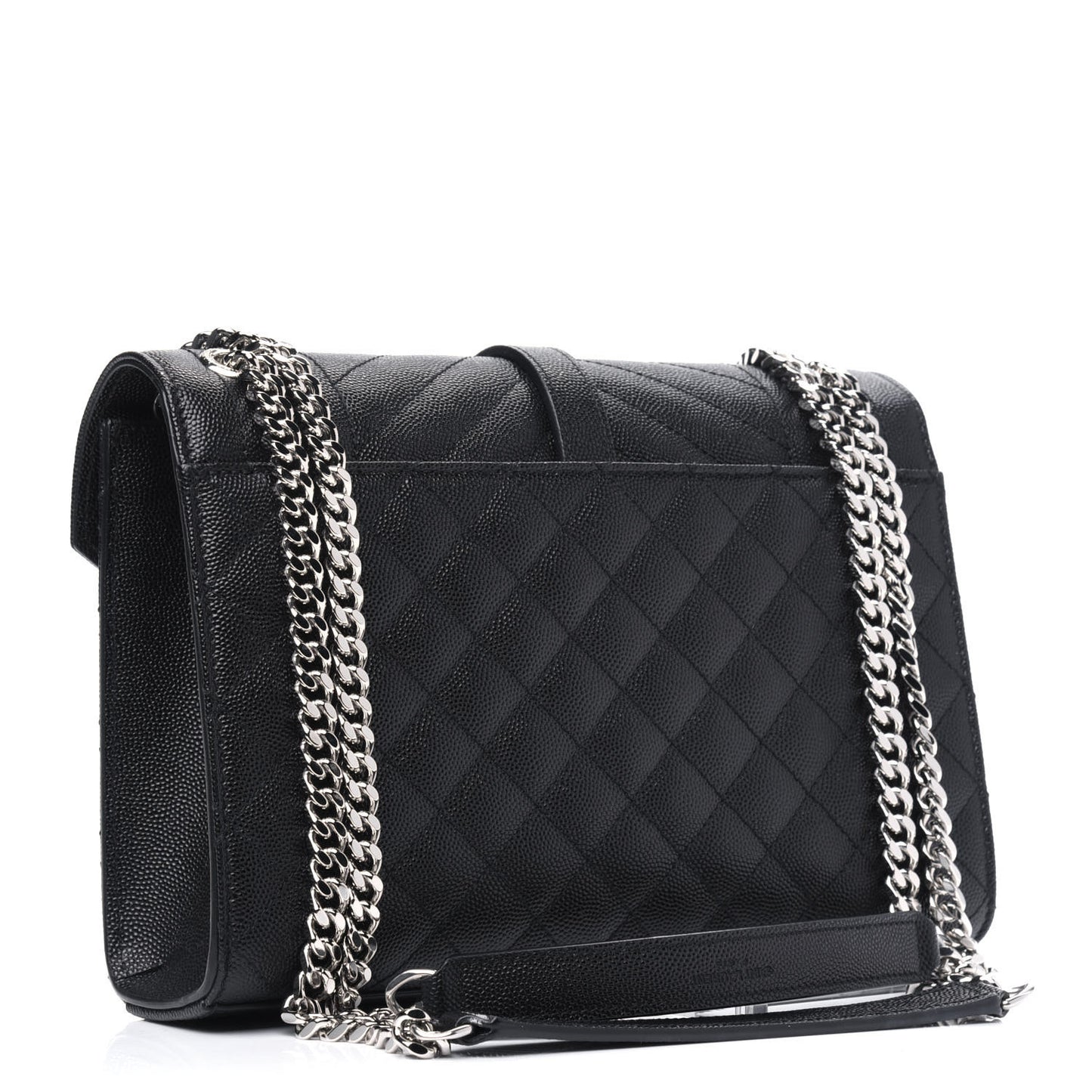 Grain De Poudre Textured Mixed Matelasse Triquilt Medium Monogram Satchel Black