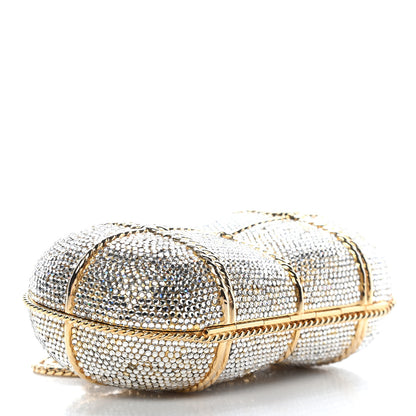 Judith Leiber Swarovski Crystal Minaudiere Clutch Gold Silver 4 of 9