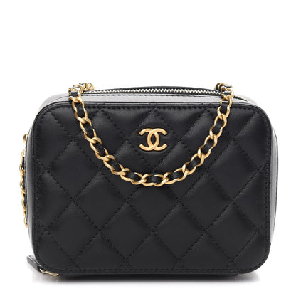 Chanel Lambskin Quilted CC Pearl Crush Camera Case Black 1 of 9
